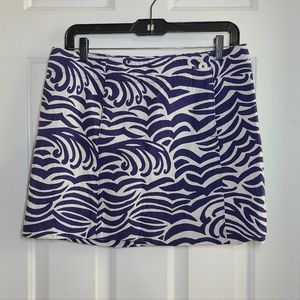 Lilly Pulitzer Faux Wrap Skirt EUC Blue & White Size 6
